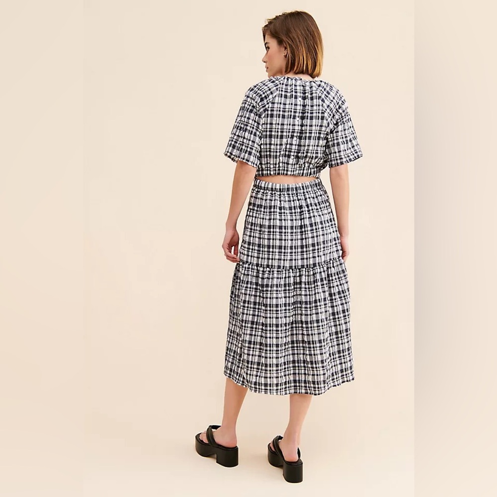 89. FREE PEOPLE Just Female Hamilton Midi Cut Dress in Black Motif NWT $168 - Picture 7 of 16
